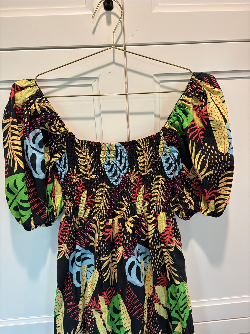 🌴Women’s Print Puff-Sleeve Maxi Dress - Tropical Floral - Picture 4 of 10